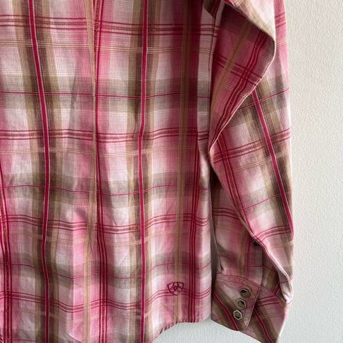 Ariat  L Pink Cowgirl Western Rodeo Flannel Button Down