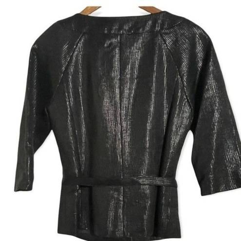 Doncaster  Collection Black Belted Shimmer Blazer 4