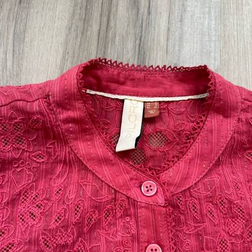 Pilcro  2 Pink Floral Lace Button Down Blouse