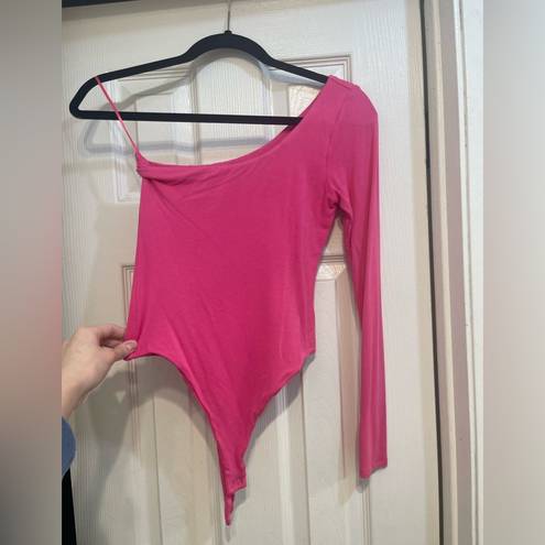 Naked Wardrobe Hot Pink one shoulder body suit. Size S.