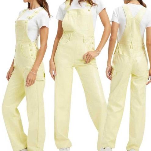 Good American NWT  Better Than Leather Straight Leg Overalls in Key Lime Sz 10/30