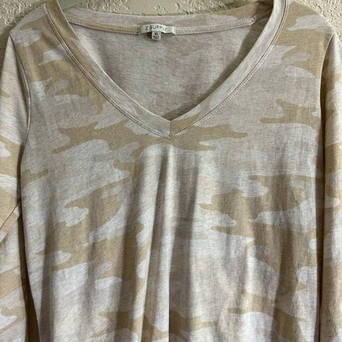 Z Supply  Tan and Beige Camo Long Sleeve Shirt - Size XS