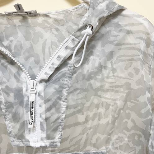 Good American NWT  Icy Leopard Print Windbreaker Frosted Jacket Frosty Grey sz S