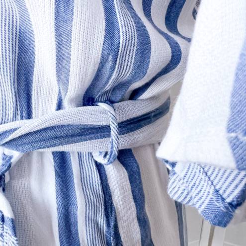 Lost + Wander Blue and White Striped Ruffle Mini Dress