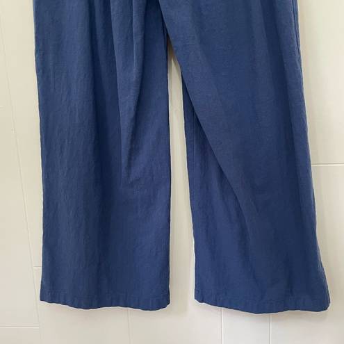 Halara  High Waisted Wide Leg Pull On Pants Casual Blue Elastic Waist ~ Size M