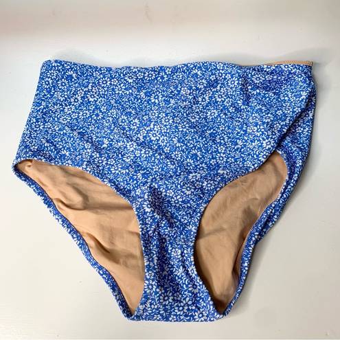 J.Crew NWT  Printed High Waisted Bikini Bottom Sail Blue White