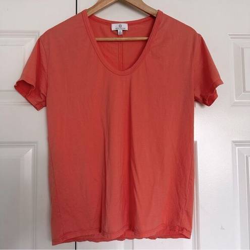 AG Adriano Goldschmied  | Coral Pink Orange Short Sleeve Shirt V-Neck | Small