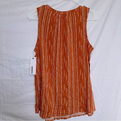 Sonoma Women's  NWT Orange Striped V Neck Sleeveless Tank Top size small