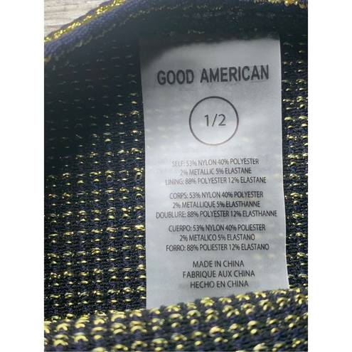 Good American  Always Fits Black & Gold Metallic Bikini Set