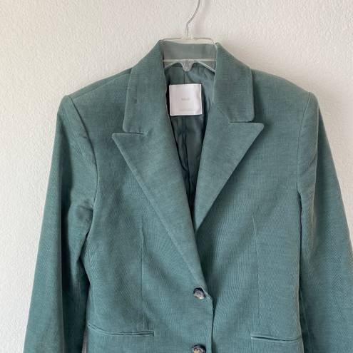 Mango Women’s Micro Corduroy Green Structured Blazer Size Medium