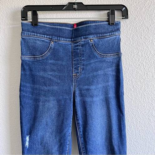 Spanx  Distressed Denim High Rise Elastic Waist Jeggings