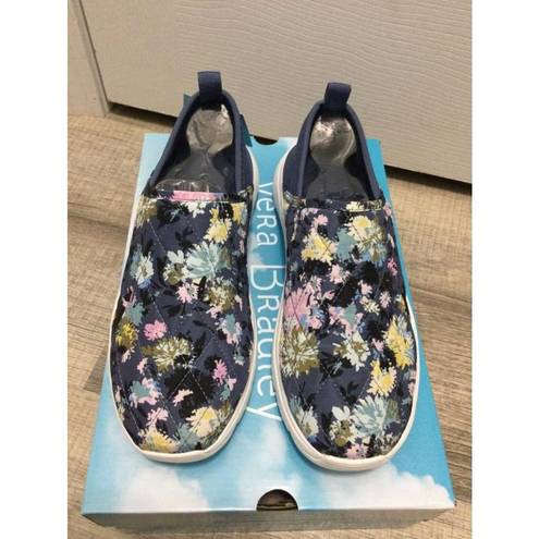 Vera Bradley Sneakers VB Cloud Slip On Quilted Womens Size 8 Blue/ Flower