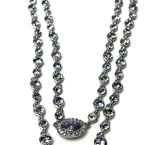 Givenchy | NWT Double Layered Crystal Rhodium Pave Y-Necklace