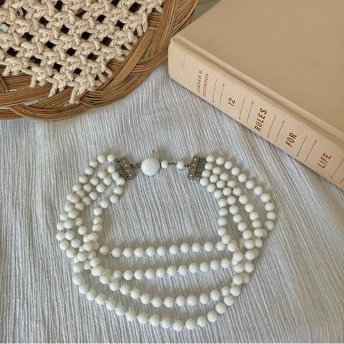 American Vintage Vintage “Fatima” Four Strand White Necklace Classic Style Neutral Bridal Choker