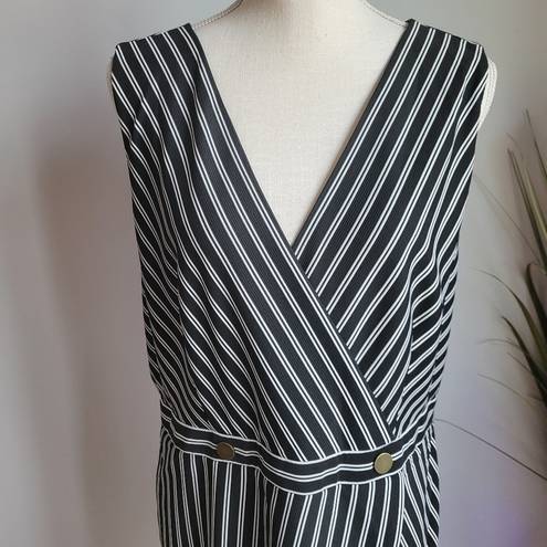 Hutch Anthropologie,  New, Indira Asymmetrical Black White Striped Dress, XL