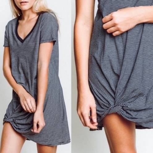 n:philanthropy  V-Neck Short Sleeve Striped Knot Distressed T-Shirt Mini Dress XS