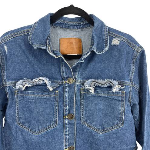 Boom Boom Jeans  Los Angeles Women's High Low Denim Shirt Jacket Size Small NWOT