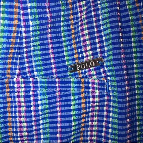 Polo  Golf Ralph Lauren Skort Blue Rainbow Stripe Textured pull on Large