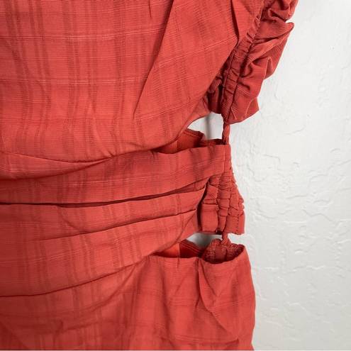 Lush Clothing NWT Lush Women’s Brick Burnt Orange One Shoulder Cutout Ruched Mini Dress Medium