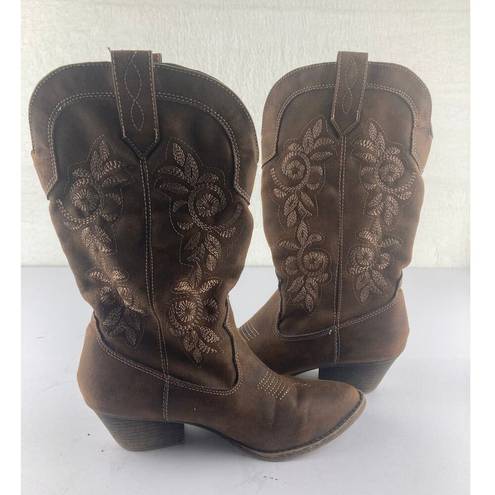 Rampage  Ram-Vida 429105 Womens Mid Shaft Brown Western Cowgirl Boots Sz 7M Rodeo