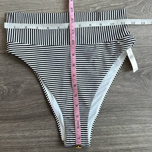 Aerie Bikini Set Triangle Top High Cut Cheeky Bottom Black White Stripe Small