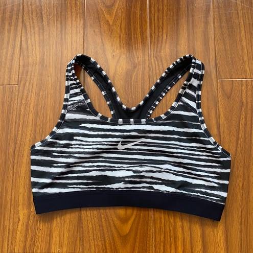 Nike  Black & White Striped Dri-Fit Sports Bra