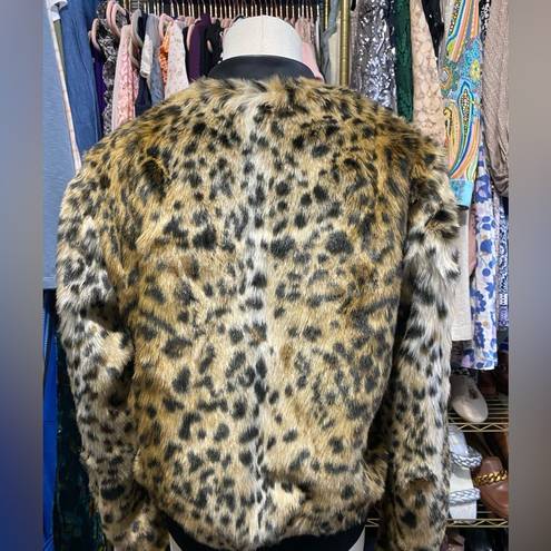 Uniqlo  By Carine Roitfeld faux fur bomber jacket, size large.