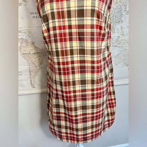 Faded Glory  Authentic Vintage 90s 100% Cotton Plaid Mini Dress with Zip Up Back