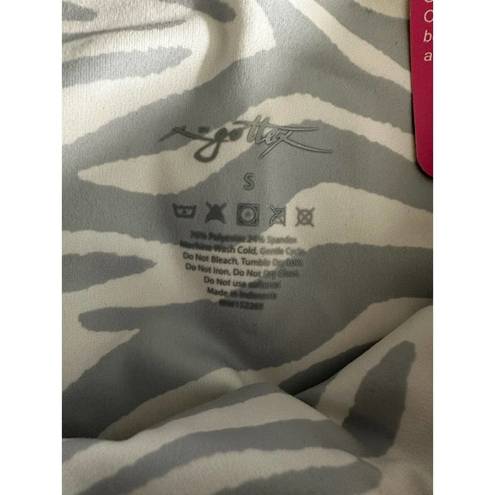 Gottex New  PeachSkin Collection White Silver Zebra Capri Leggings Small NWT