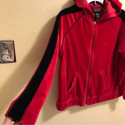 Oleg Cassini  VELOUR SPORT Red Hoodie M