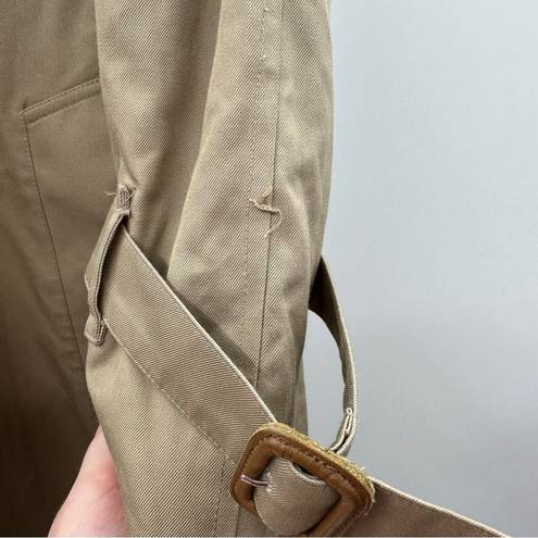 Burberry  Khaki Tan Long Sleeve Buckle Super Nova Check Trench Coat Size 14