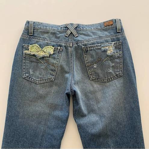 DKNY  Ludlow Cropped Boyfriend Fit Denim Pants Distressed Patches & Lace Jeans 2