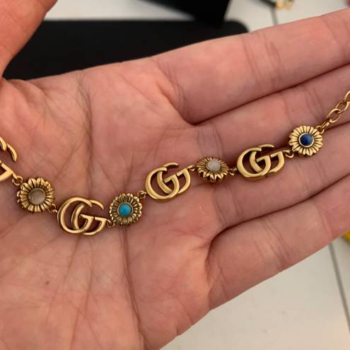 Gucci Authentic  Aged Tone Jeweled Bracelet