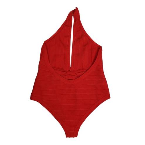 Boohoo  Womens XL Bandage Plunge Sunsuit in Red NEW