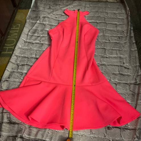 Love Culture Scuba Knit Neon Pink Flare Dress Size  M