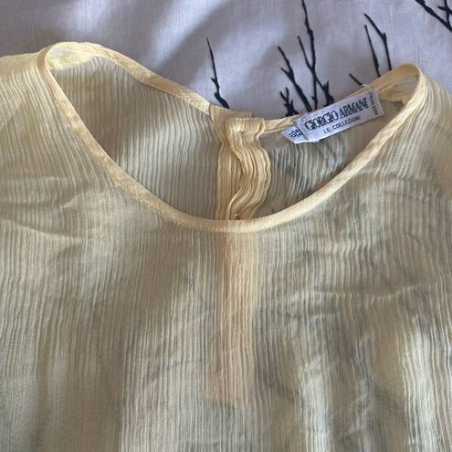 Giorgio Armani Vintage  unicorn top! Beautiful yellow, sheer, silk blend, flaws