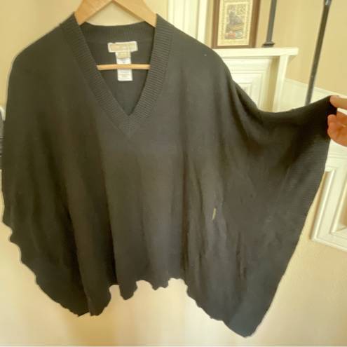 Michael Kors  Black V- Neck Pullover Dolman Sleeve Knit Shawl Wrap Poncho Sz: S/M