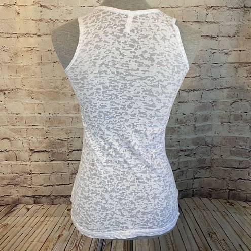 O'Neill O’Neill White Burnout Ruched V-Neck Tank Top Sleeveless Womens Medium