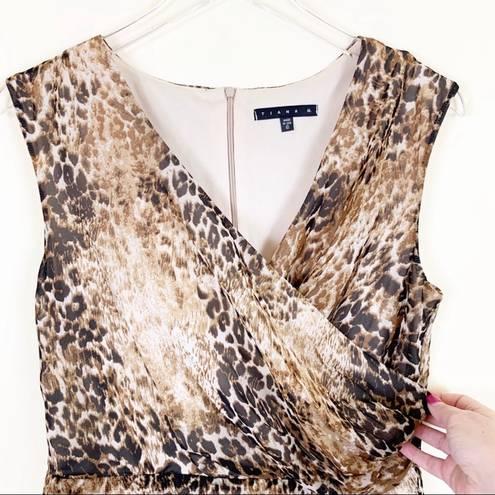 Tiana B Size 10 Animal Print Chiffon Faux Wrap Dress