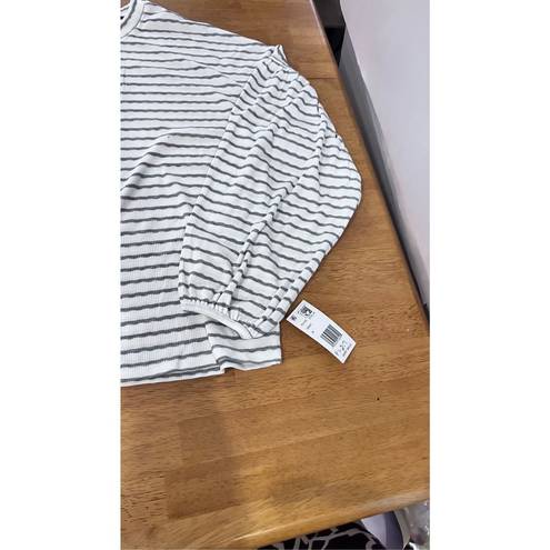 Weatherproof Vintage  Women's Striped Drop Shoulder Top Gray Sz Medium NWT P1-217