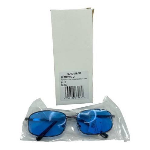 BP . 58mm Rectangular Wire Blue Lense Sunglasses NEW