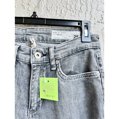 Rag and Bone  Low Rise Dre Slim Boyfriend Jeans Acid Wash Denim Grey Women's Size 25