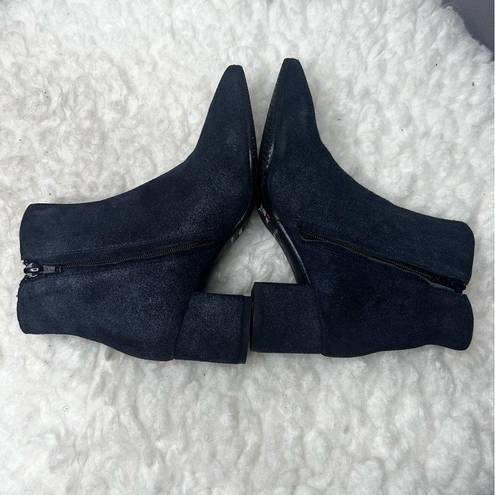 Harper Cordani Italy Women's  Boot Blue  Suede Denim Block Heel Bootie EUR 36