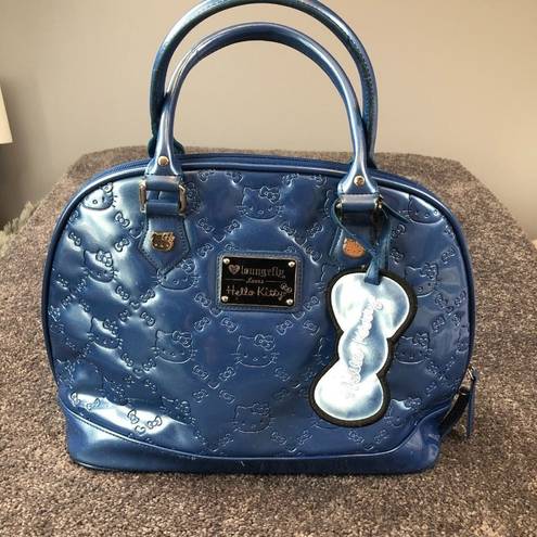 Lounge Fly  Hello Kitty Sanrio Blue Patent Embossed Dome Tote Satchel Handbag