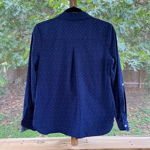 Tommy Hilfiger  Women's Americana Dot Popover Top Blue Size S