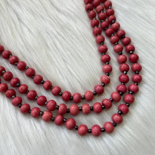 Vintage red multi strand necklace