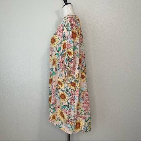 Maurice's  Floral Cinched Sleeves Open Front Kimono