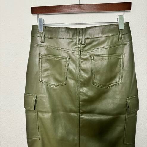 Hunter & Brown Vegan leather cargo midi skirt camo green size M NWT