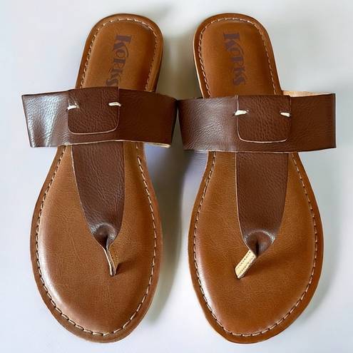 Kork-Ease Korks Dawn Brown Leather Sandal Thong Slide On NEW Size 9