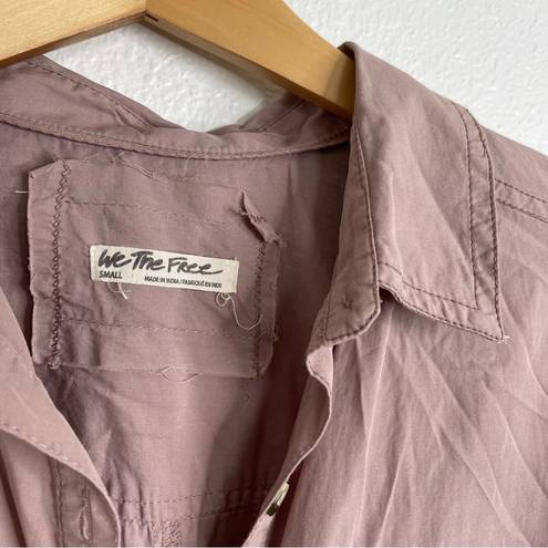 We The Free  Mauve Long Sleeve Button Down Shacket Style Small